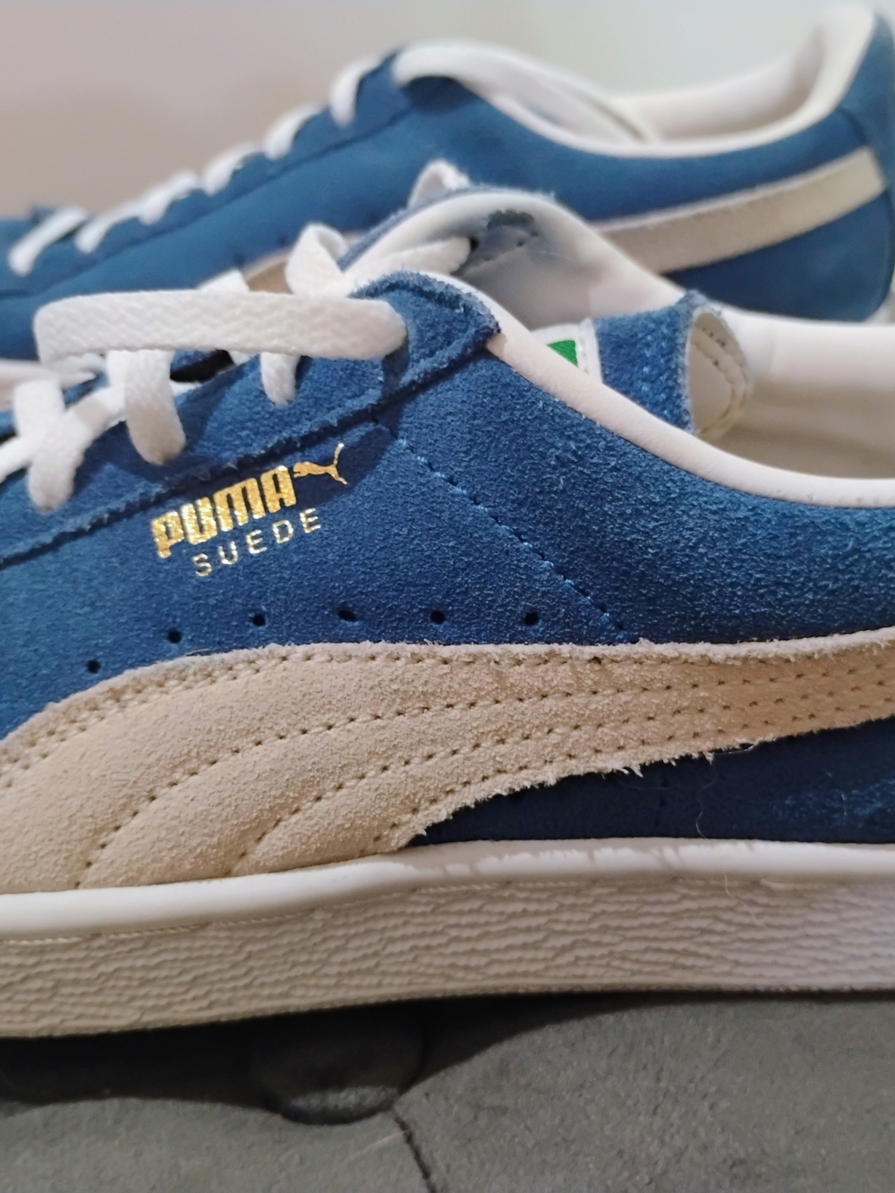 Puma Suede Blue & Cream Sneakers